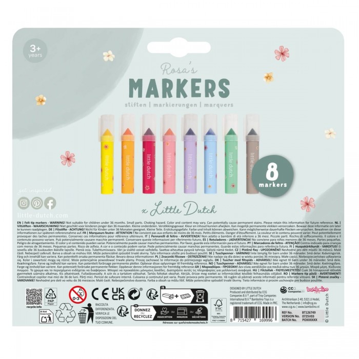 Carioci Rosa - set 8 bucati - Multicorored - Little Dutch