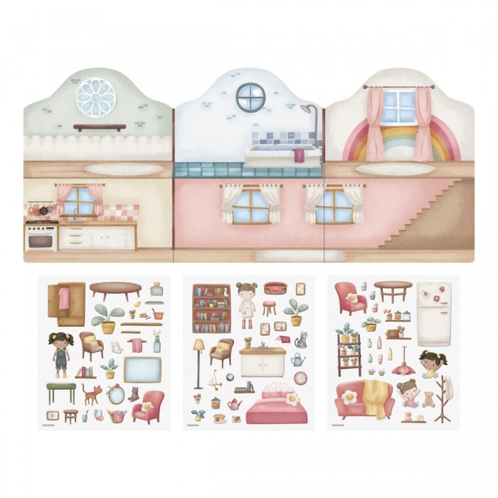 Set de autocolante 3D reutilizabile - Rosa - Little Dutch