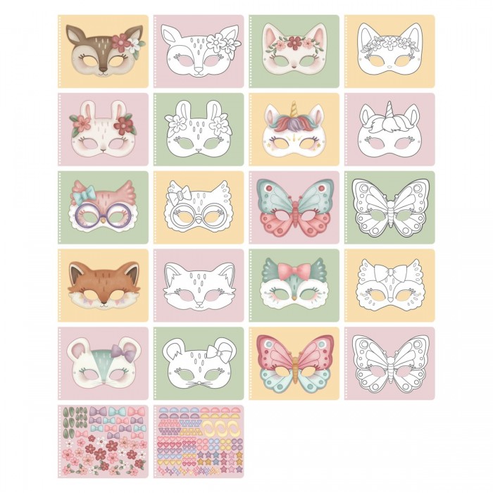 Carte cu masti pentru decupat - stickere si foarfeca incluse - ROSA - Little Dutch