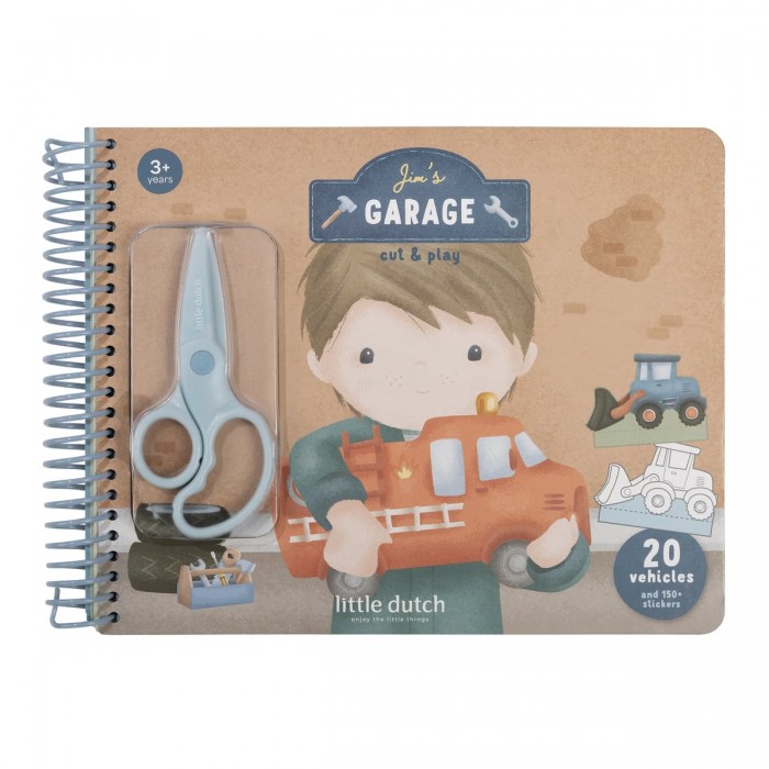 Carte cu activitati pentru decupat - stickere si foarfeca incluse - Jim - Little Dutch