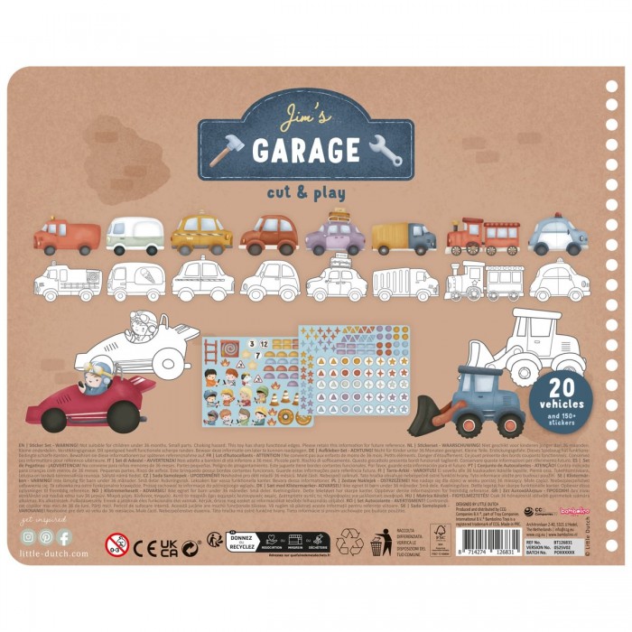 Carte cu activitati pentru decupat - stickere si foarfeca incluse - Jim - Little Dutch