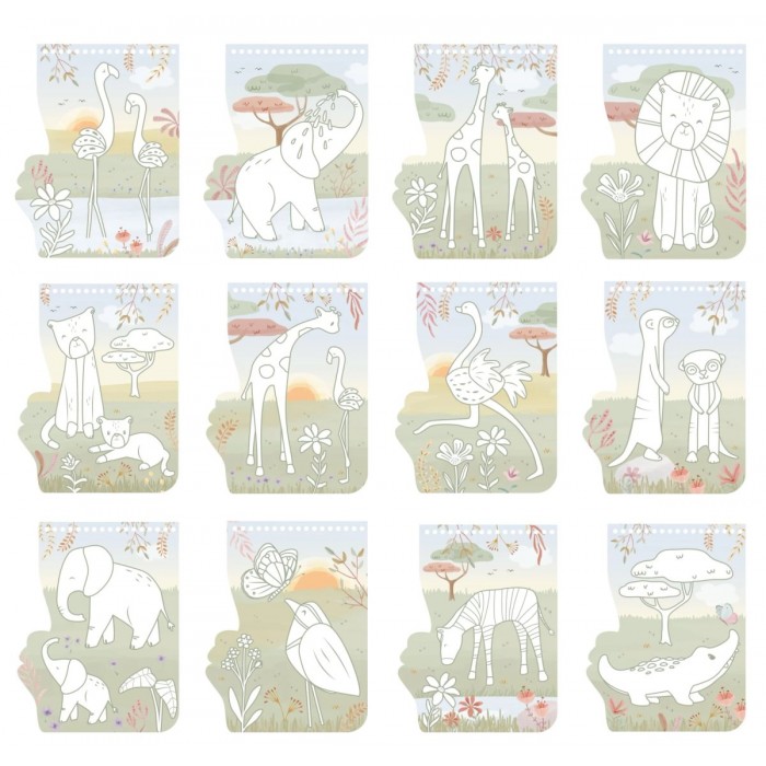 Carte de colorat - Rosa - Safari Friends - Little Dutch