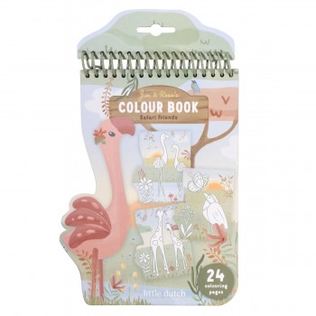 Carte de colorat - Rosa - Safari Friends - Little Dutch