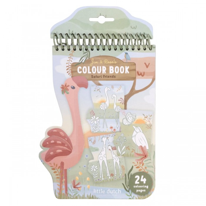 Carte de colorat - Rosa - Safari Friends - Little Dutch
