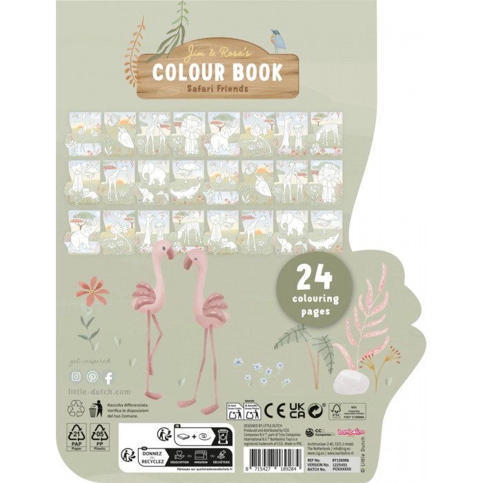 Carte de colorat - Rosa - Safari Friends - Little Dutch