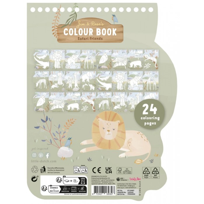 Carte de colorat - Jim - Safari Friends - Little Dutch
