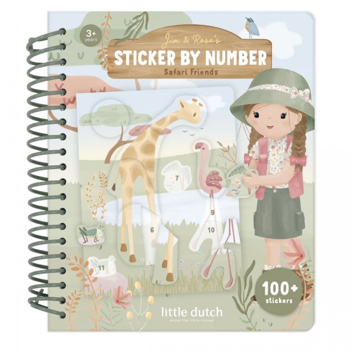 Carte cu autocolante - Rosa - Safari Friends - Little Dutch