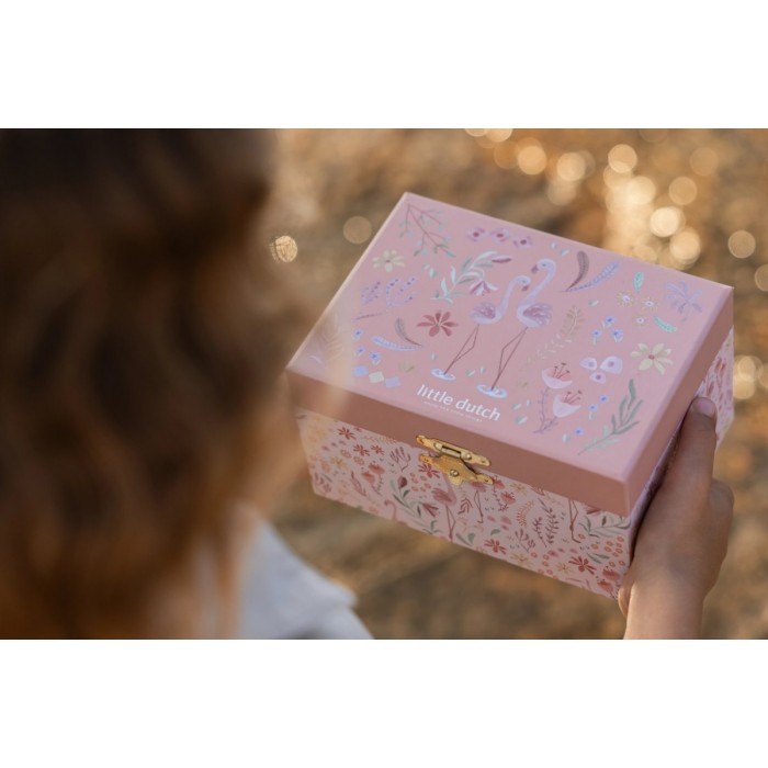 Cutie muzicala pentru bijuterii - Pink - Safari Friends - Little Dutch