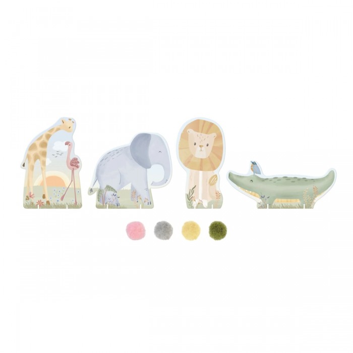 Joc creativ cu pompoane - Safari Friends - Little Dutch
