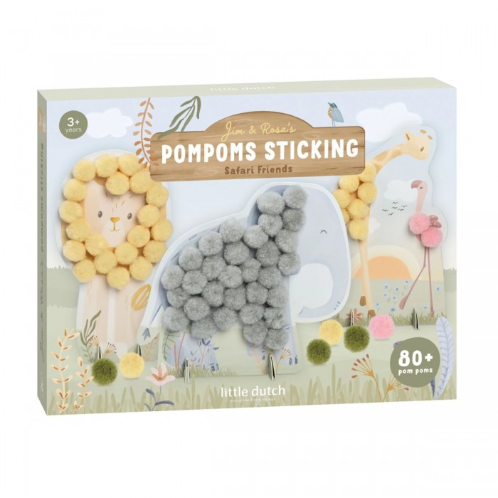 Joc creativ cu pompoane - Safari Friends - Little Dutch