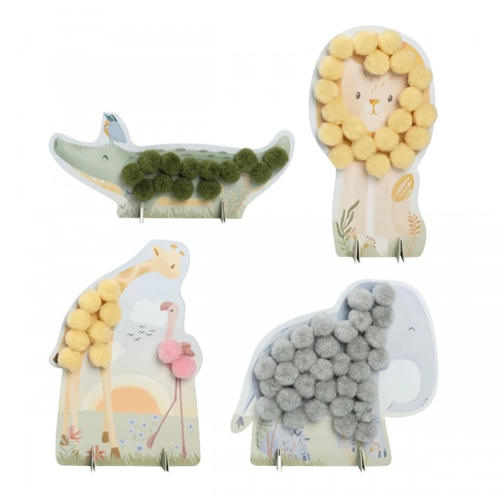 Joc creativ cu pompoane - Safari Friends - Little Dutch