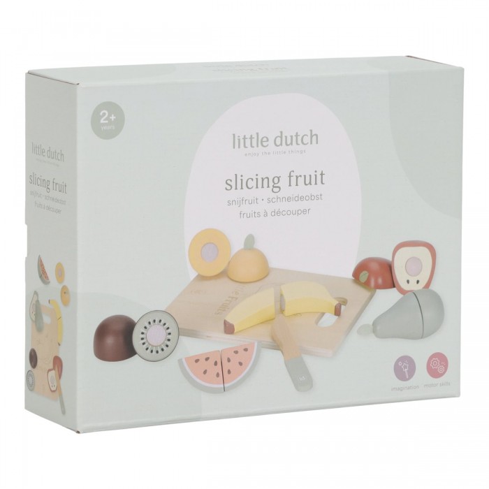 Set de fructe din lemn FSC pentru feliat - Little Dutch Set de fructe din lemn FSC pentru feliat - Little Dutch
