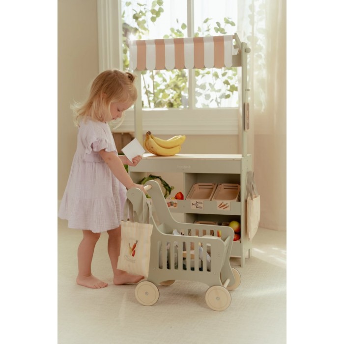 Cos de cumparaturi din lemn cu accesorii - Little Dutch Cos de cumparaturi din lemn cu accesorii - Little Dutch