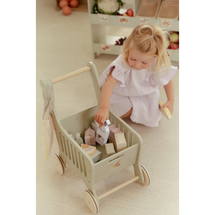 Cos de cumparaturi din lemn cu accesorii - Little Dutch Cos de cumparaturi din lemn cu accesorii - Little Dutch