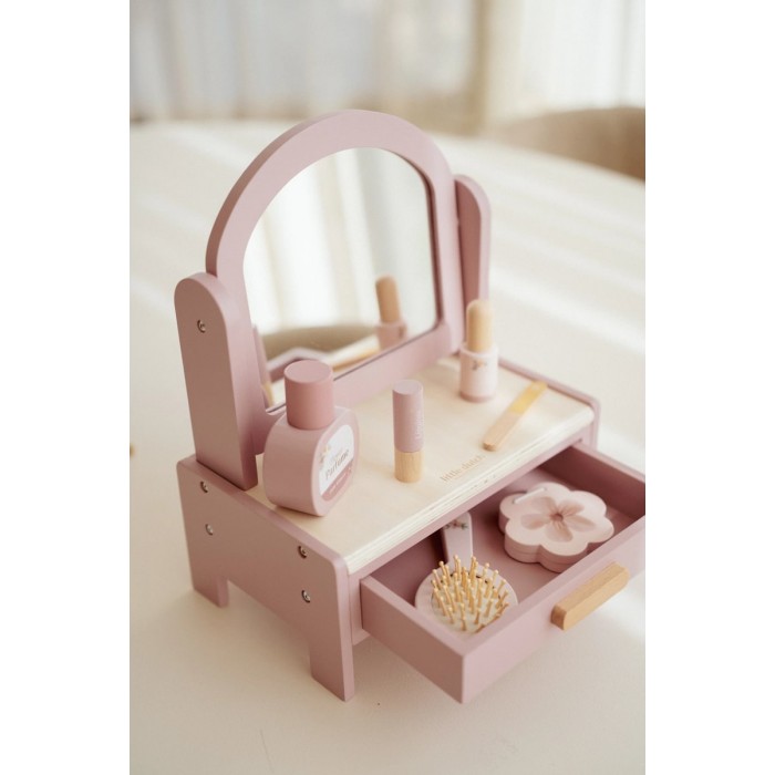 Masuta de toaleta cu accesorii pentru jocul de rol - Pink - Little Dutch Masuta de toaleta cu accesorii pentru jocul de rol - Pink - Little Dutch