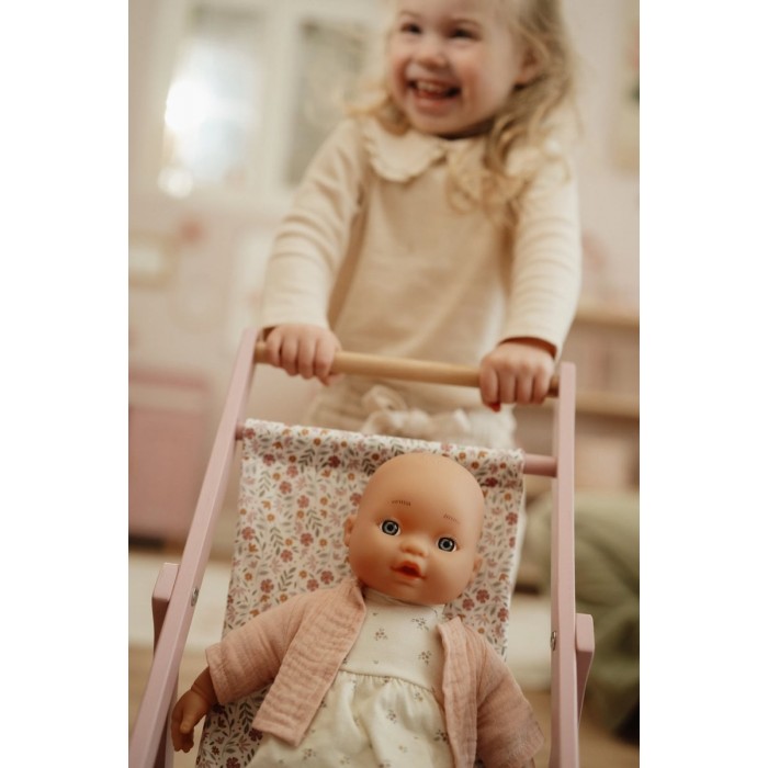 Carucior din lemn pentru papusi - Soft Flower - Little Dutch Carucior din lemn pentru papusi - Soft Flower - Little Dutch
