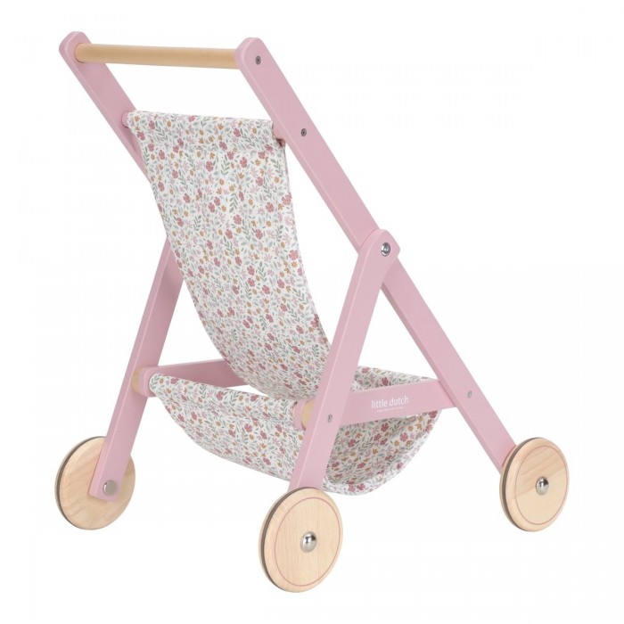 Carucior din lemn pentru papusi - Soft Flower - Little Dutch Carucior din lemn pentru papusi - Soft Flower - Little Dutch
