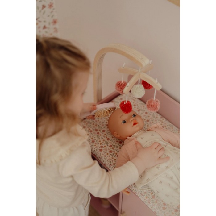 Masuta de schimbat scutecele cu accesorii pentru papusi - Roz - Little Dutch