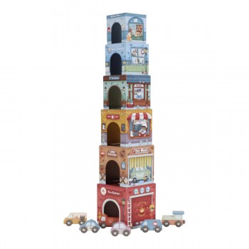 Garaj stivuibil cu masinute utilitare incluse - Multicolored - Little Dutch Garaj stivuibil cu masinute utilitare incluse - Multicolored - Little Dutch