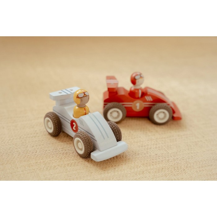 Masinuta de curse din lemn cu pilot - Set 2 masinute - Multicolored - Little Duch Masinuta de curse din lemn cu pilot - Set 2 masinute - Multicolored - Little Duch