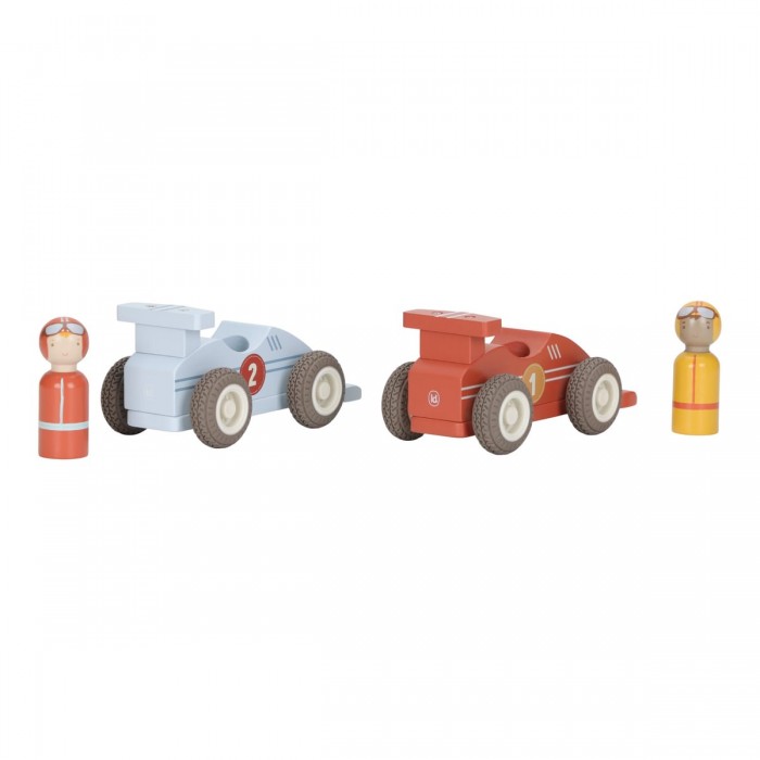 Masinuta de curse din lemn cu pilot - Set 2 masinute - Multicolored - Little Duch Masinuta de curse din lemn cu pilot - Set 2 masinute - Multicolored - Little Duch
