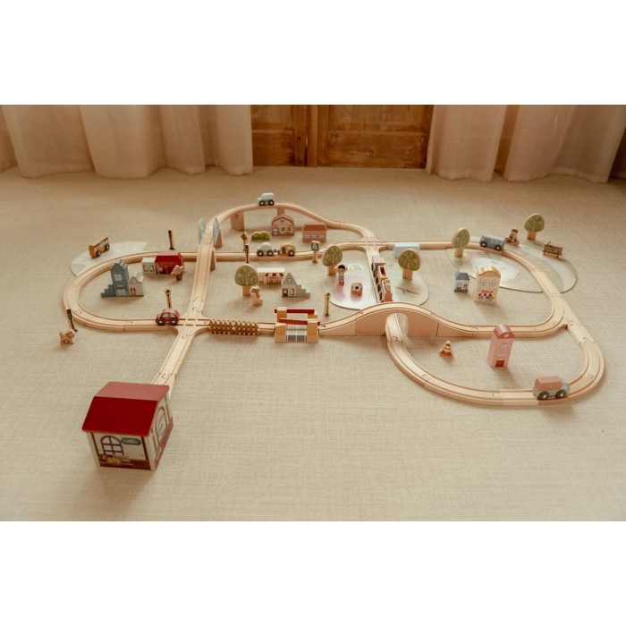 Set de sine din lemn FSC - Little Dutch Train Track XL -113 piese -  Little Dutch Set de sine din lemn FSC - Little Dutch Train Track XL -113 piese -  Little Dutch