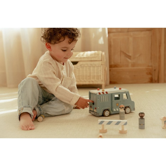 Masina din lemn FSC cu accesorii - Masina de politie - Blue - Little Dutch Masina din lemn FSC cu accesorii - Masina de politie - Blue - Little Dutch