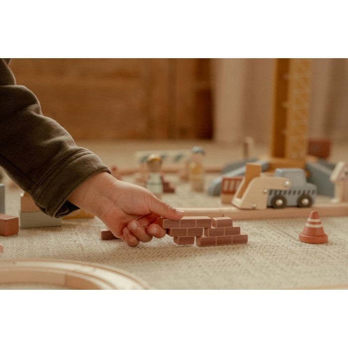 Macara din lemn cu accesorii si sine de tren - Little Dutch Macara din lemn cu accesorii si sine de tren - Little Dutch