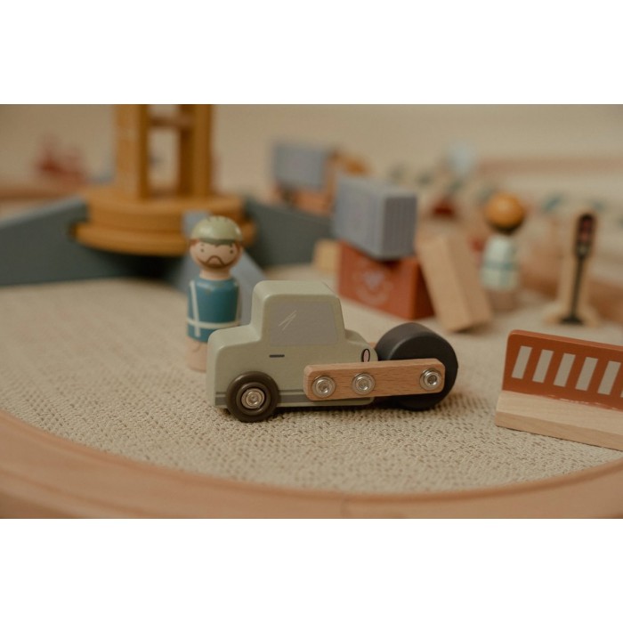 Macara din lemn cu accesorii si sine de tren - Little Dutch Macara din lemn cu accesorii si sine de tren - Little Dutch