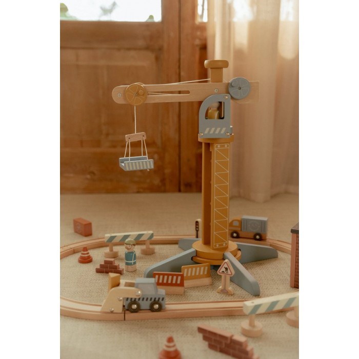 Macara din lemn cu accesorii si sine de tren - Little Dutch Macara din lemn cu accesorii si sine de tren - Little Dutch
