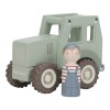 Tractor din lemn FSC cu fermier - Green - Little Dutch