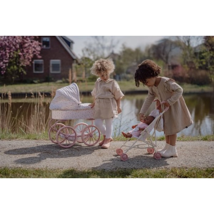 Carucior din metal pentru papusi - White - Little Dutch Carucior din metal pentru papusi - White - Little Dutch