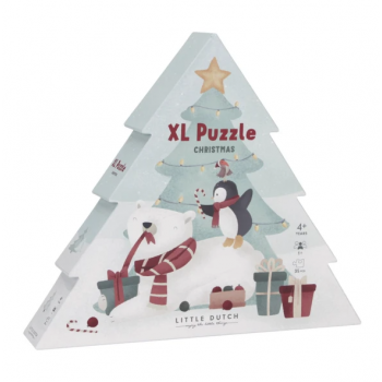 Puzzle XL din carton FSC - Brad - Craciun - Little Dutch Puzzle XL din carton FSC - Brad - Craciun - Little Dutch