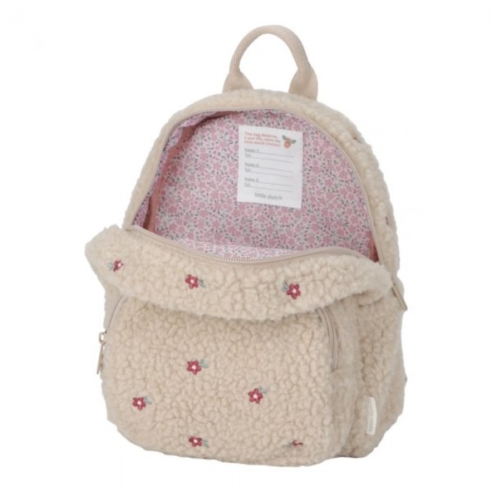 Rucsac pentru copii din material teddy - Sand - Fairy Garden - Little Dutch