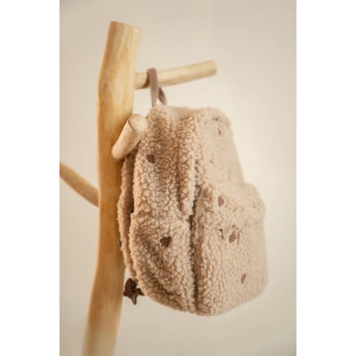 Rucsac pentru copii din material teddy - Taupe - Forest Friends - Little Dutch