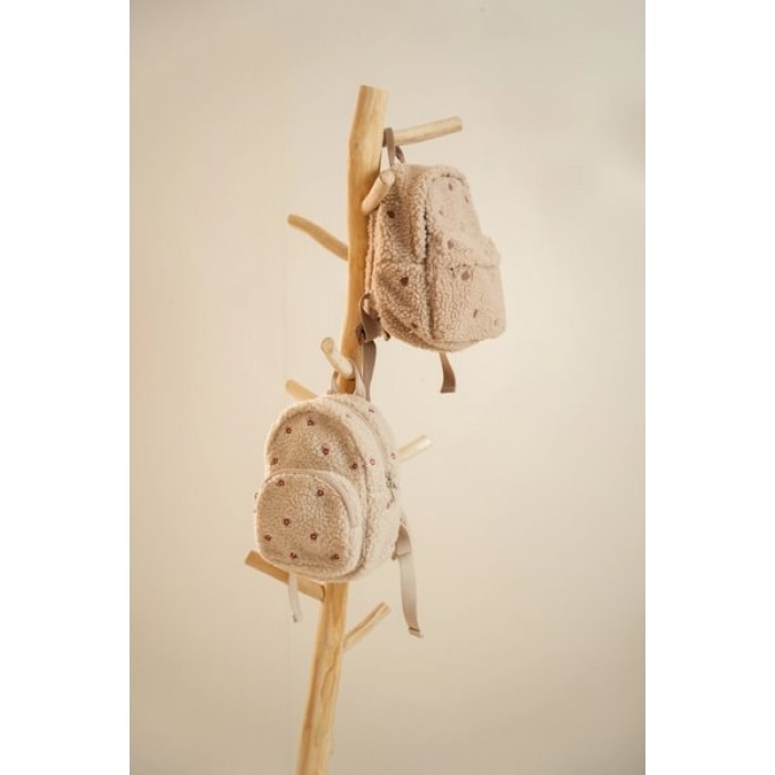 Rucsac pentru copii din material teddy - Taupe - Forest Friends - Little Dutch