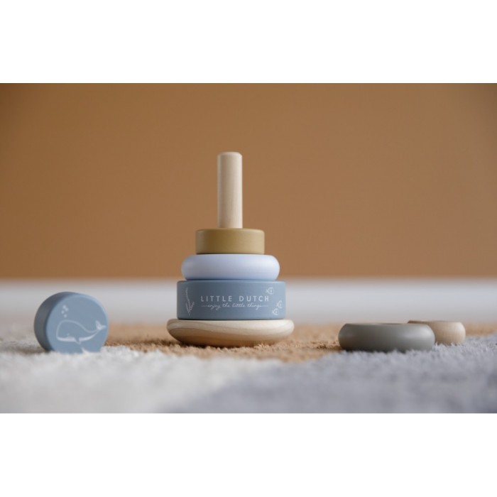 Jucarie pentru stivuire din lemn FSC - Ocean Blue - Little Dutch