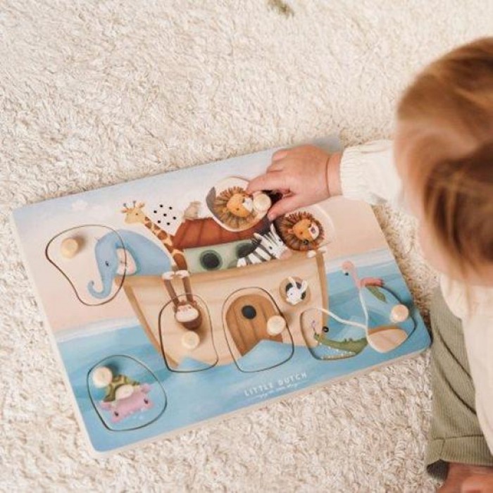 Puzzle din lemn FSC cu sunete - Arca lui Noe - Little Dutch