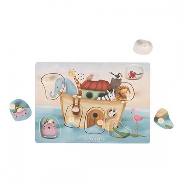 Puzzle din lemn FSC cu sunete - Arca lui Noe - Little Dutch