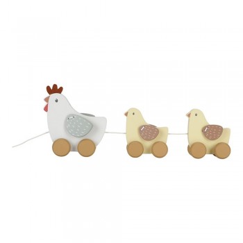 Jucarie din lemn FSC cu roti si snur pentru tras - Little Farm - Little Dutch