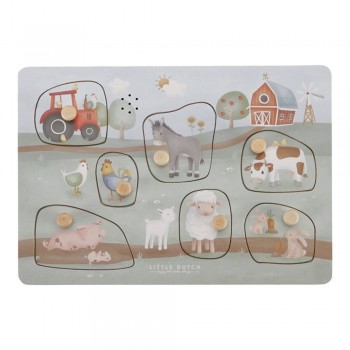 Puzzle din lemn FSC cu sunete - Little Farm - Little Dutch Puzzle din lemn FSC cu sunete - Little Farm - Little Dutch