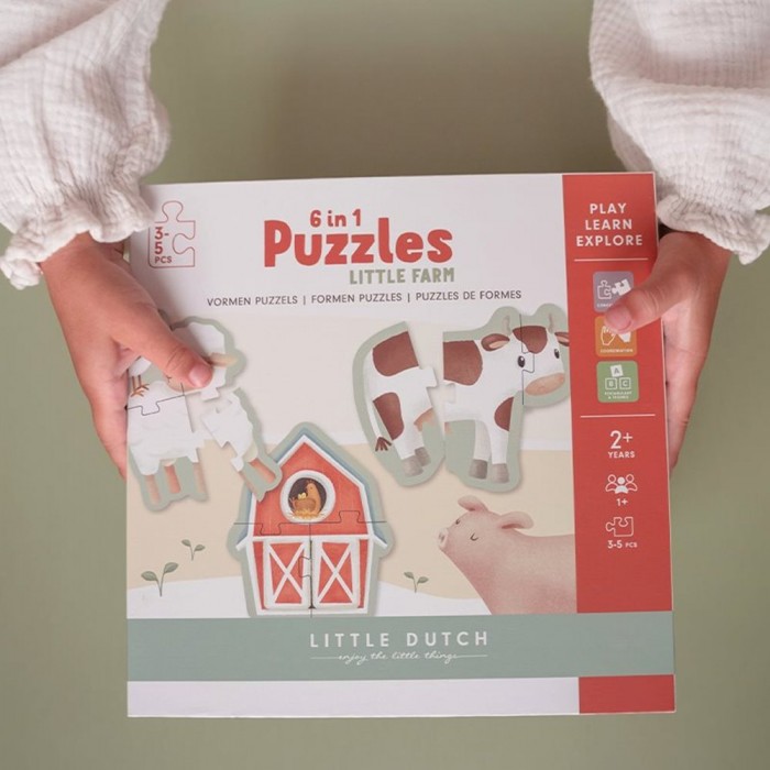 Puzzle 6 in 1 din carton FSC - Little Farm - Little Dutch