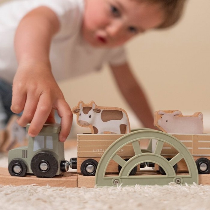Trenulet cu sine din lemn si accesorii - Little Farm - Little Dutch