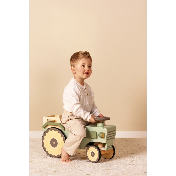 Tractor ride-on din lemn FSC - Little Farm - Little Dutch