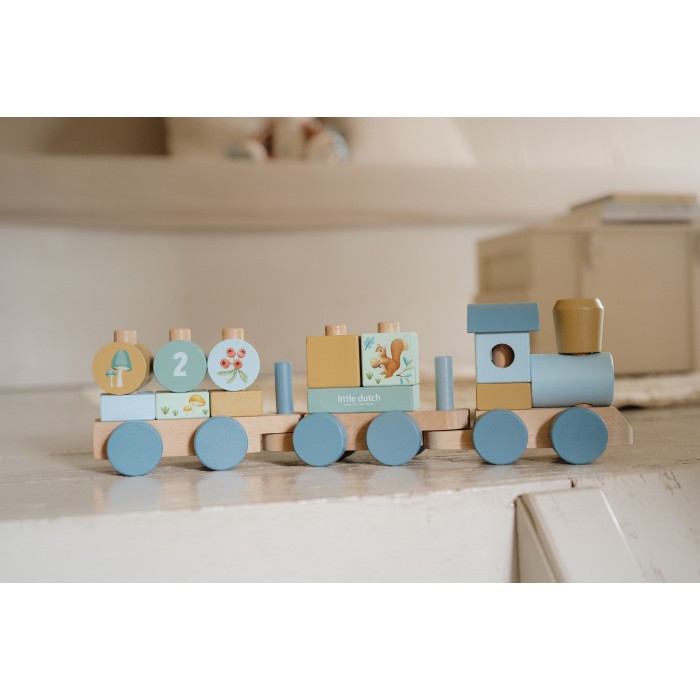 Trenulet din lemn FSC pentru stivuire - Forest Friends - Little Dutch