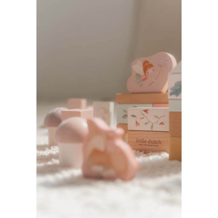 Cuburi de constructie din lemn FSC - Fairy Garden - Little Dutch