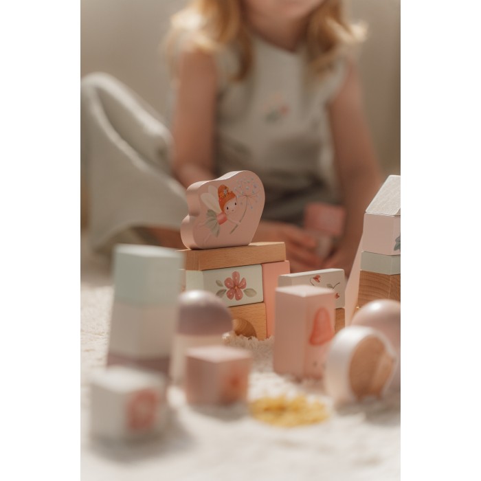 Cuburi de constructie din lemn FSC - Fairy Garden - Little Dutch