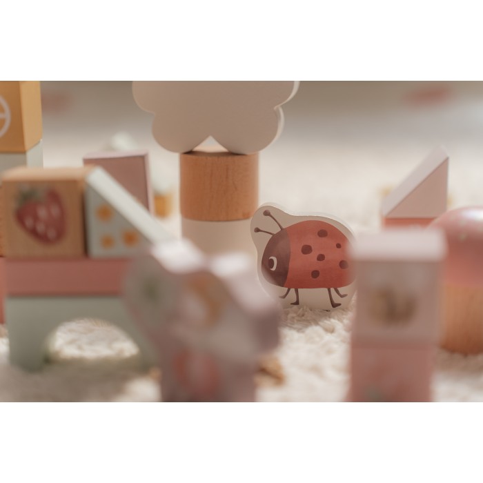 Cuburi de constructie din lemn FSC - Fairy Garden - Little Dutch