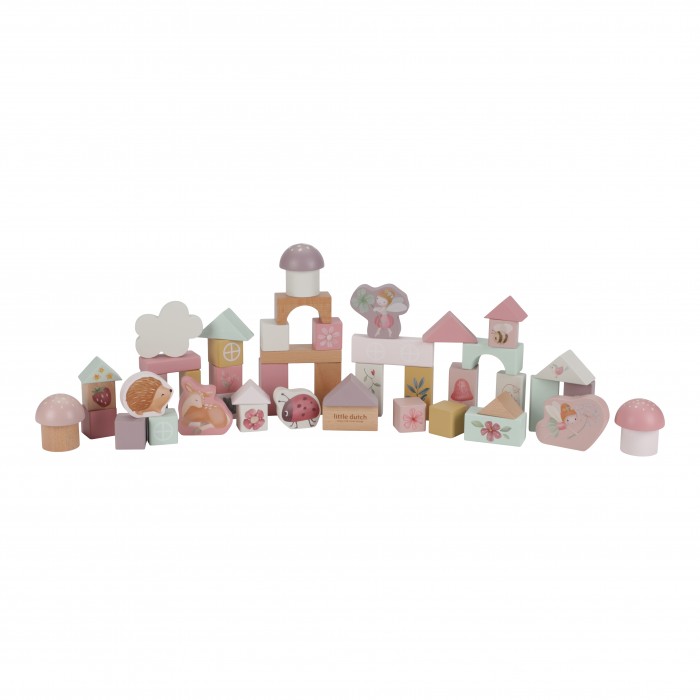 Cuburi de constructie din lemn FSC - Fairy Garden - Little Dutch