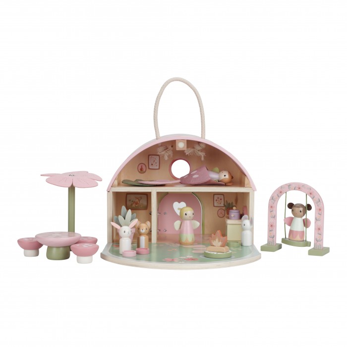 Casuta de papusi portabila din lemn FSC cu zane si mobilier - Fairy Garden - Little Dutch